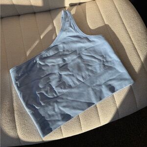 Athleta One-Shoulder Light Blue Crop Top